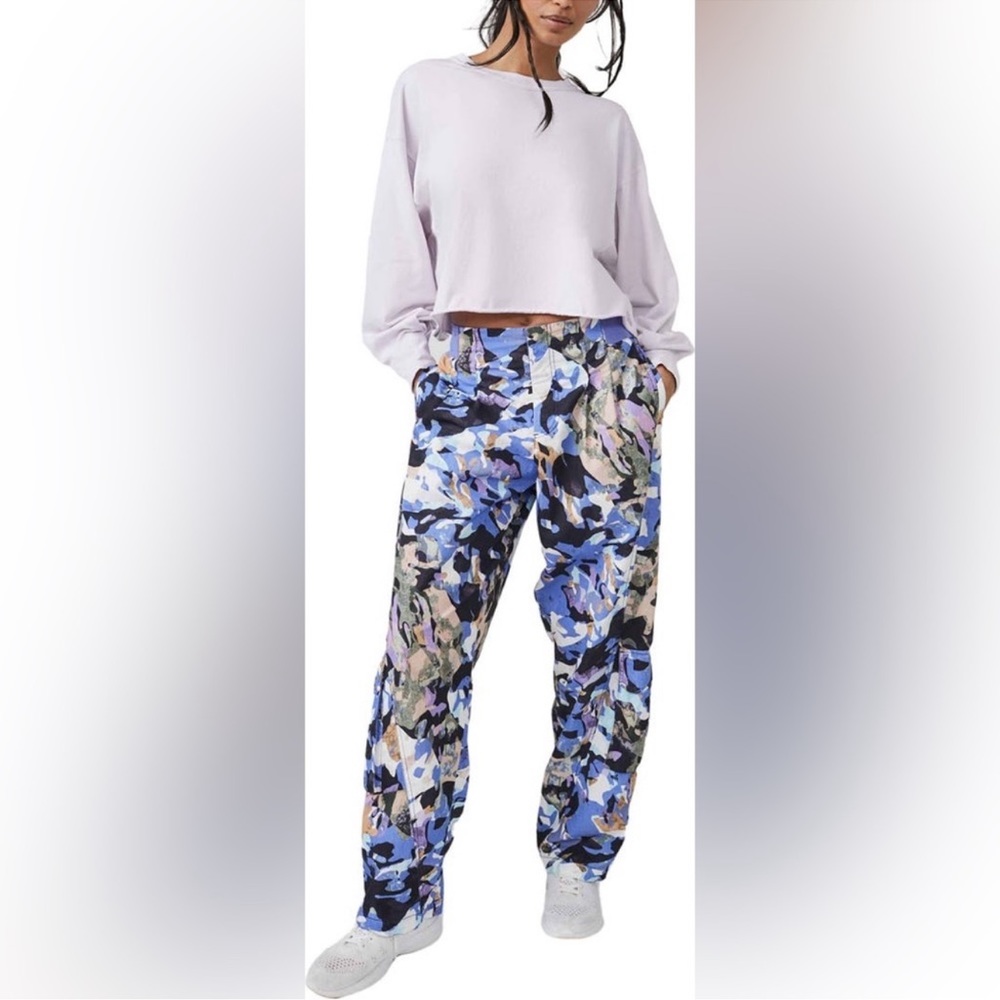 Free People Movement Mesmerize Me Print Cargo Pants in Violet Splendor - Picture 3 of 4